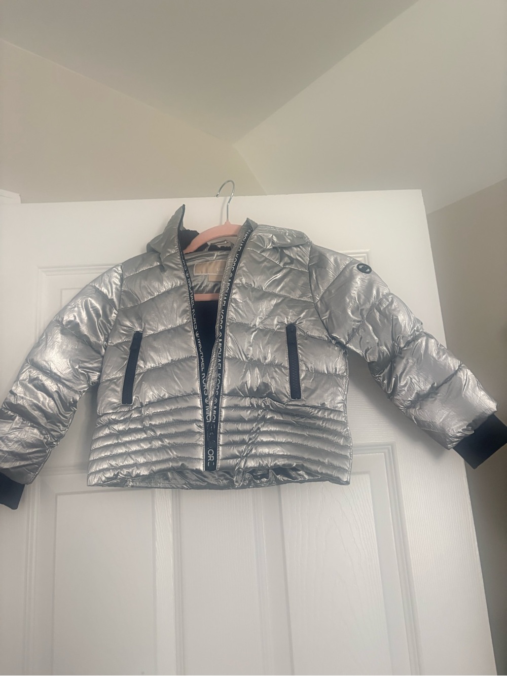 MICHAEL Michael Kors Girls' Metallic Silver Puffer Jacket